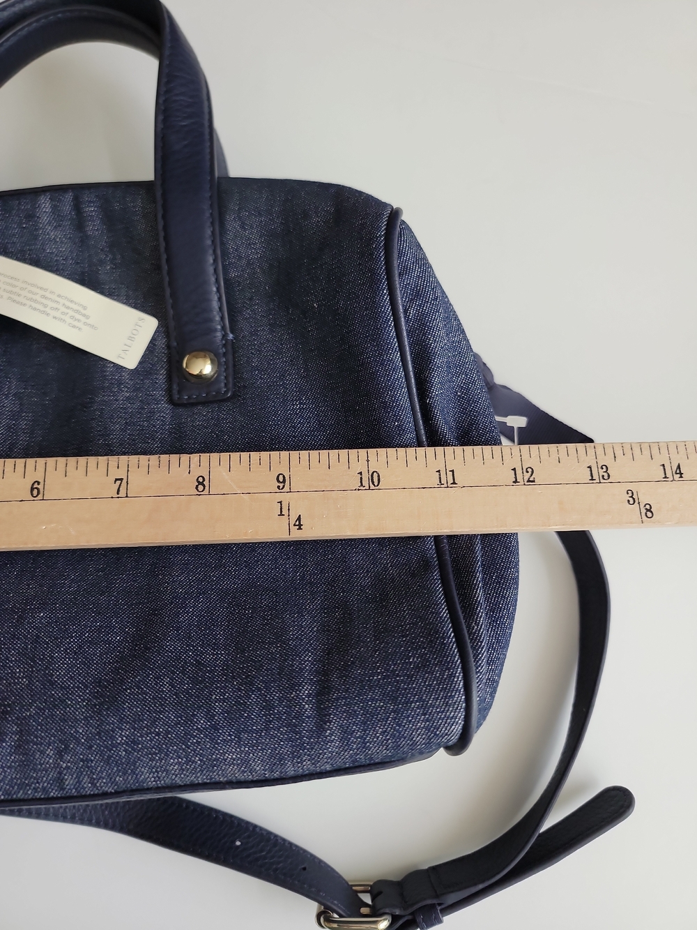 Talbots Navy Denim Satchel with Gold Hardware - Picture 7 of 12